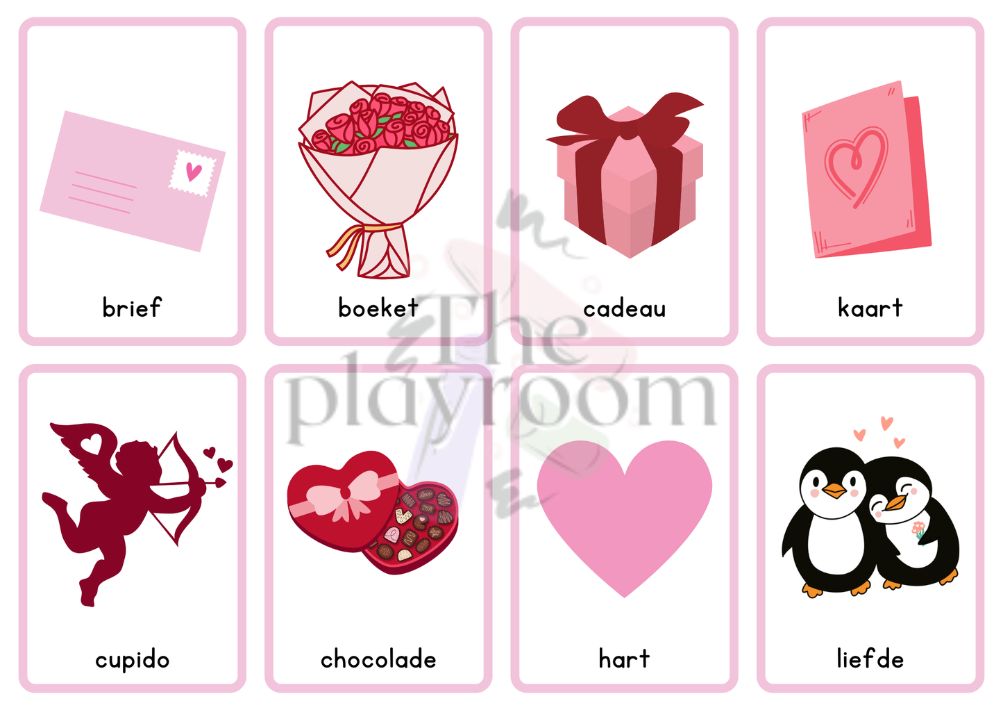💕 Valentijn Woordkaartjes Printable – Spelend Woorden Leren